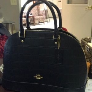 New.Coach black snakeskin leather handbag..